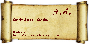 Andrássy Ádám névjegykártya